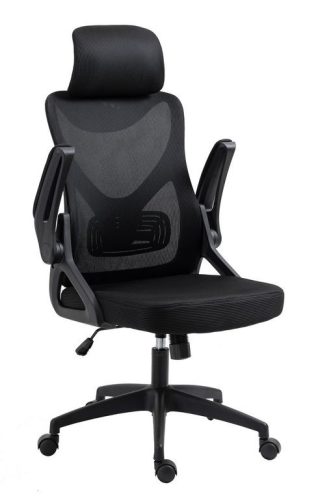 Scaun rotativ de birou ZELUX, scaun ergonomic cu tetieră negru