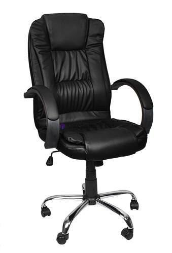 Scaun de birou executiv Premium Relax cu picioare şi cotieră cromate - negru
