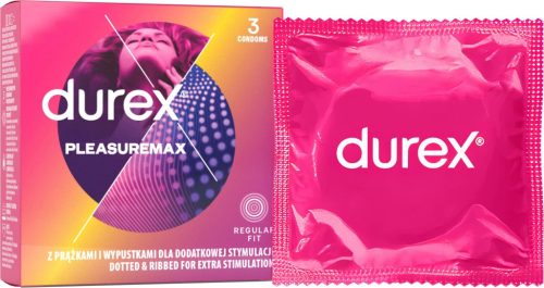 Prezervativ Durex Pleasure Me, 3 bucăţi, model cu nervuri şi puncte