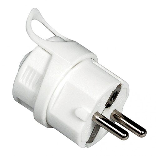 Plugvilla schuko împământat 16A, 250V, alb, IP20, pentru conectare sigură