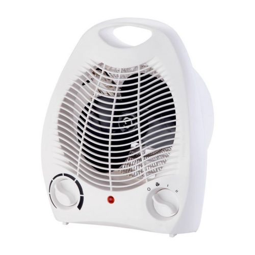 Ventilator electric alb cu încălzire radiantă