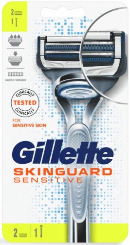 Dispozitiv Gillette + 2 tampoane de ras Skinguard Sensitive flexball