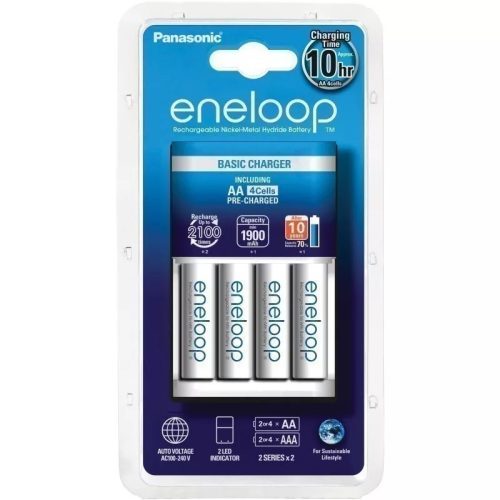 Încărcător Panasonic eneloop Basic + 4 baterii de 1900 mAh
