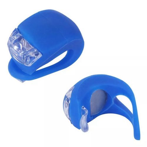 Set de lumini LED pentru biciclete cu capac din silicon şi baterii 2032 (albastr