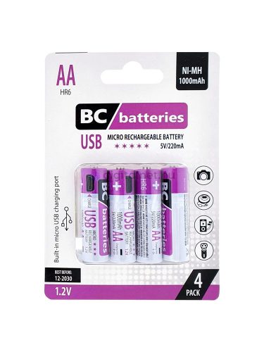 BC micro usb reîncărcabilă AA creion baterie 1000 mAh RH6 1,2V B4