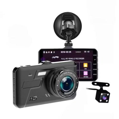 Cameră de înregistrare FullHD cu cameră de mers înapoi, iluminare cu LED