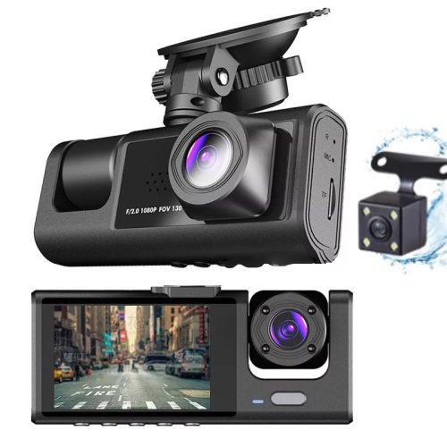 Kit cameră triplă pentru maşină, înregistrare 1080p şi cameră de mers înapoi