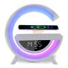 Încărcător wireless 5 în 1 - Bluetooth, ceas, difuzor, lampă RGB, alarmă