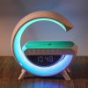 Încărcător wireless 5 în 1 - Bluetooth, ceas, difuzor, lampă RGB, alarmă
