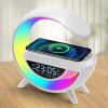 Încărcător wireless 5 în 1 - Bluetooth, ceas, difuzor, lampă RGB, alarmă