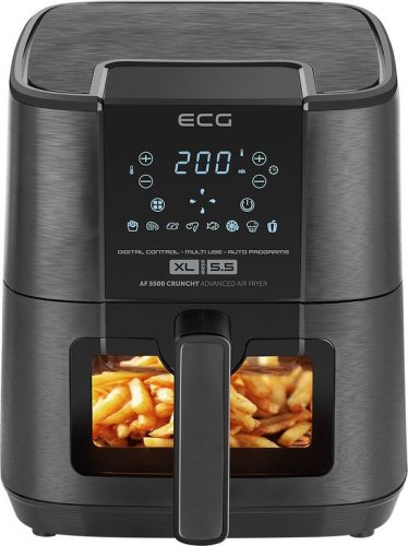 ECG Air Fryer 5,5L friteuză cu aer cald fără ulei cu afişaj digital, fereastră