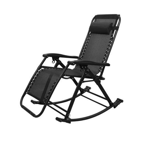Scaun balansoar pliabil zero gravitate scaun cu tetieră, negru