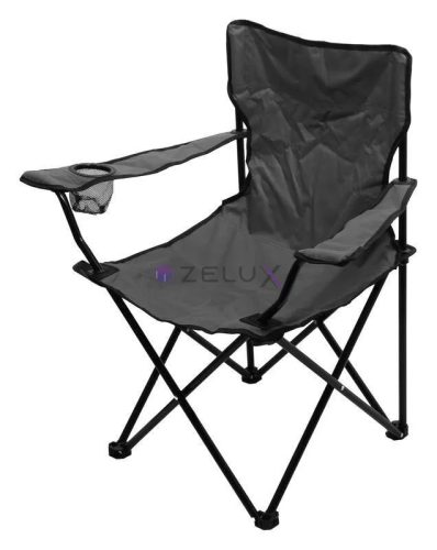 Scaun pliabil pentru camping si pescuit  suport pentru bautura, 100 kg, negru,