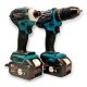 Set burghiu şi şurubelniţă cu impact fără fir HITMAN cu accesorii + 2 baterii Li