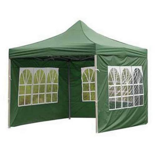 Foişor de grădină pliabil + perete lateral cu fereastră 3x3m - verde