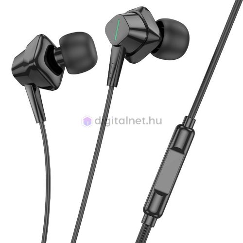 Căşti universale cu fir Hoco, conector Type-C cu microfon, negru