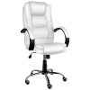 Scaun pivotant alb - piele ecologică, înălţime reglabilă, funcţie TILT, ergonomi