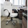 Scaun pivotant alb - piele ecologică, înălţime reglabilă, funcţie TILT, ergonomi