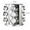 Suport rotativ pentru condimente cu 12 borcane - Oţel inoxidabil, 22 cm