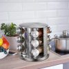 Suport rotativ pentru condimente cu 12 borcane - Oţel inoxidabil, 22 cm