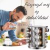 Suport rotativ pentru condimente cu 12 borcane - Oţel inoxidabil, 22 cm