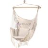 Scaun suspendat stil brazilian din bumbac, culoare bej, cu 2 perne - capacitate