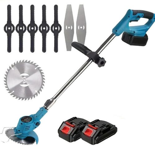 Set maşină de tuns iarba şi trimmer electric fără fir, cu 2 baterii, mai multe