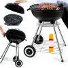 Grătar de grădină cu cărbune GrillMaster cu capac model mobil, pe roţi, cu raf