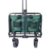 Cărucior de grădină pliabil verde, ideal pentru plajă, grădină şi cumpărături