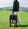 Cărăuc pliabil negru pentru grădină sau plajă, cu structură solidă

