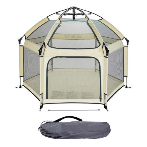 Cort de joacă portabil pentru bebeluşi, cu plasă anti-insecte şi protecţie UV,