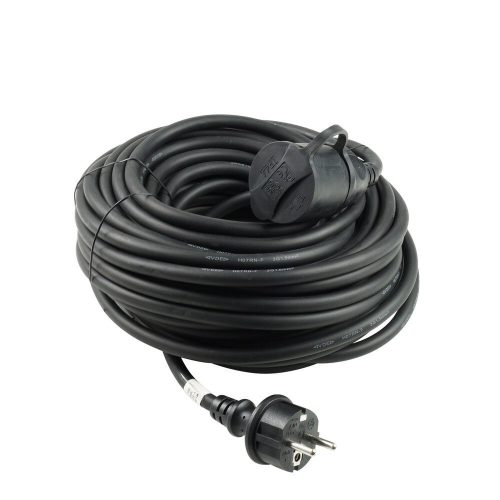 Prelungitor 20m, 1,5 mm2, izolaţie din cauciuc, IP44, cu fişă şi priză EU