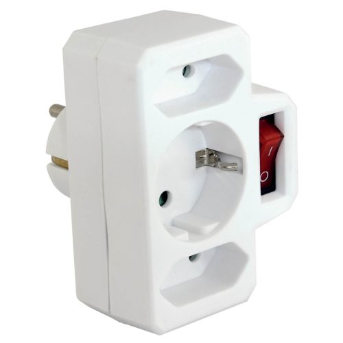 Distribuţie cu 3 căi cu comutator, 2x Euro 2.5A + 1x Schuko 16A, megol de econom