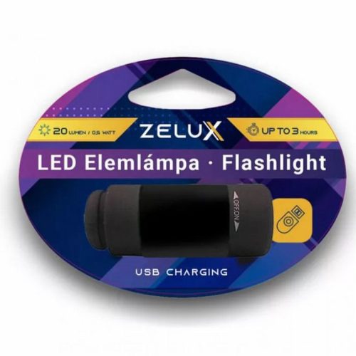 Zelux Bec LED reîncărcabil USB 0,5W Negru