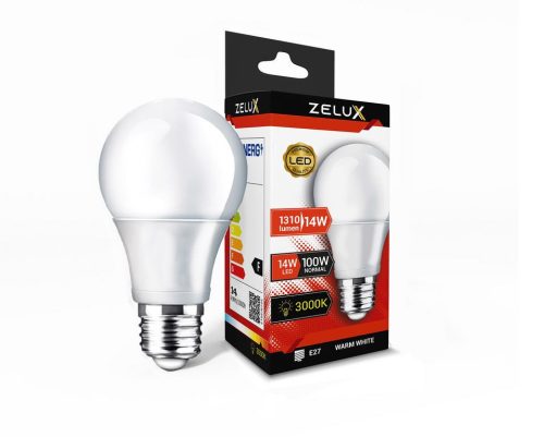 Zelux LED Globe 14W E27 3000K - bec cu glob, lumina alba calda

