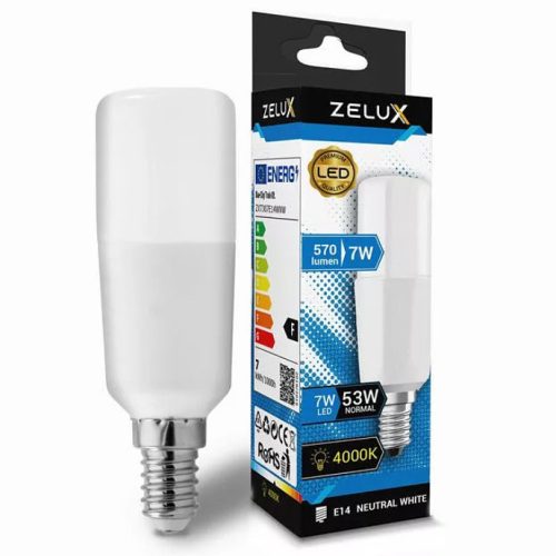 Zelux Led Bright Stick Bulb E14 7W T30 4000K